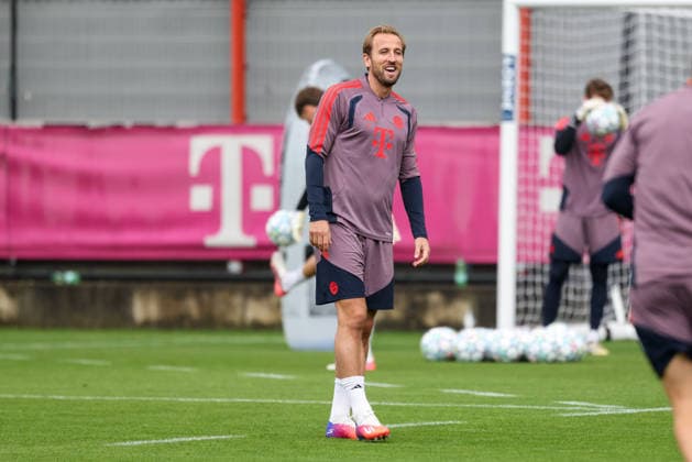 Harry Kane, FC Bayern Munich, 09, laughs during training, GER, final training session, FC Bayern Munich, soccer, UEFA Champions League, Matchday 1, group stage, 2026–2027 season, September 9, 2026, GER, final training session, FC Bayern Munich, soccer, UEFA Champions League, Matchday 1, group stage, 2026–2027 season, September 9, 2026, Munich Copyright: xEibner-Pressefoto JennixMaulx EP_JML
