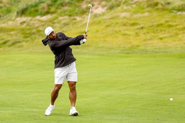 2026 Amgen Irish Open - Pro-Am, Trump International Golf Links, Doonbeg 9 9 2026 Connacht™s Bundee Aki plays from the fairway on the first Bundee Aki plays from the fairway on the first 9 9 2026  Copyright: xx BB2_0072