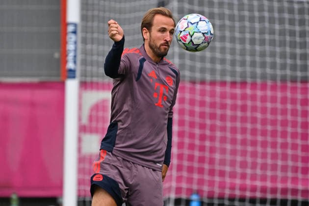 Harry KANE, Bayern Munich, on the ball, action, single frame, cropped close-up, half-length shot, final training session for the Champions League, 2026–27 season, league phase: FC Bayern Munich vs. Bodø Glimt on September 9, 2026