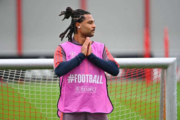 Serge GNABRY, FC Bayern Munich, Action, Single Frame, Cropped Shot, Half-Length Shot, Final Training Session, Champions League Soccer, 2026–27 Season, League phase: FC Bayern Munich vs. Bodø Glimt on September 9, 2026