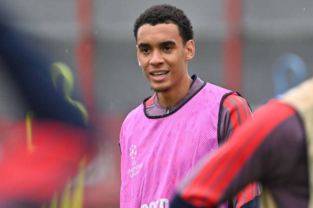 Jamal MUSIALA, Bayern Munich, Action, Single Frame, Cropped Single Subject, Half-Length Shot, Half-Figure, Final Training Session, Champions League Soccer, 2026–27 Season, League Stage: FC Bayern Munich vs. Bodø Glimt on September 9, 2026