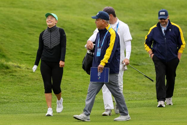 2026 Amgen Irish Open - Pro-Am, Trump International Golf Links, Doonbeg 9 9 2026 Cliona O Callaghan walks to the first green Cliona O Callaghan walks to the first green 9 9 2026  Copyright: xx BB3_7012