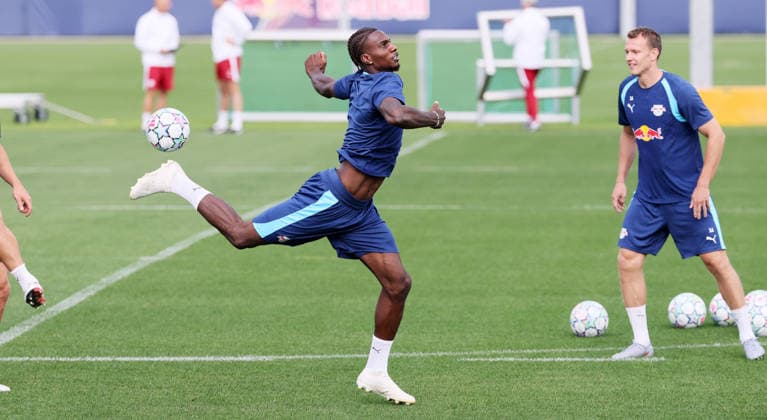 RB Leipzig Training: Champions League Matchday 1, Leipzig, September 9, 2026, Red Bull Academy, Soccer, Champions League, Matchday 1, RB Leipzig, Final training session before the away game in Como, Pictured: Ezechiel Banzuzi, For editorial use only, Picture Point