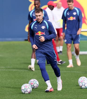 RB Leipzig Training: Champions League Matchday 1, Leipzig, September 9, 2026, Red Bull Academy, Soccer, Champions League, Matchday 1, RB Leipzig, Final training session before the away game in Como, Pictured: Brajan Gruda, For editorial use only, Picture Point