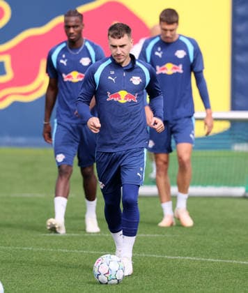 RB Leipzig Training: Champions League Matchday 1, Leipzig, September 9, 2026, Red Bull Academy, Soccer, Champions League, Matchday 1, RB Leipzig, Final training session before the away game in Como. Pictured from left: Brajan Gruda. For editorial use only, Picture Point