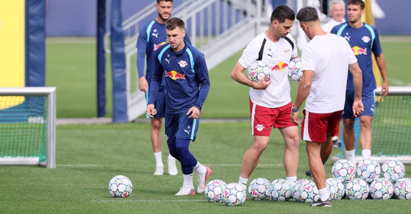 RB Leipzig Training: Champions League Matchday 1, Leipzig, September 9, 2026, Red Bull Academy, Soccer, Champions League, Matchday 1, RB Leipzig, Final training session before the away game in Como. Pictured from left: Brajan Gruda. For editorial use only, Picture Point