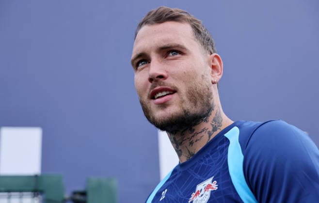 RB Leipzig Training, Champions League Matchday 1, Leipzig, September 9, 2026, Red Bull Academy, Soccer, Champions League, Matchday 1, RB Leipzig, Final training session before the away game in Como, Pictured: David Raum, For editorial use only, Picture Point