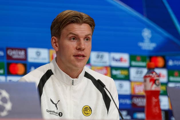 Jens Petter Hauge, FK Bodo Glimt, No. 10 at the press conference, GER, final training session and press conference, FK Bodo Glimt, soccer, UEFA Champions League, Matchday 1, group stage, 2026–2027 season, September 9, 2026, GER, final training session and press conference, FK Bodo Glimt, soccer, UEFA Champions League, Matchday 1, group stage, 2026–2027 season, September 9, 2026, Munich Copyright: xEibner-Pressefoto JennixMaulx EP_JML