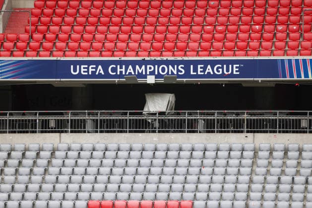The UEFA Champions League logo at the Allianz Arena, themed photo, stock photo, symbolic photo, GER, final training session and press conference, FK Bodo Glimt, soccer, UEFA Champions League, Matchday 1, group stage, 2026–2027 season, September 9, 2026, GER, final training session and press conference, FK Bodo Glimt, soccer, UEFA Champions League, Matchday 1, group stage, 2026–2027 season, September 9, 2026, Munich Copyright: xEibner-Pressefoto JennixMaulx EP_JML