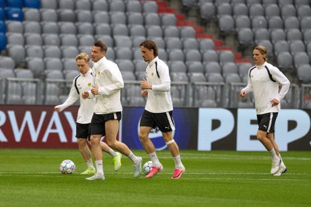 Players at practice, GER, final practice and press conference, FK Bodo Glimt, soccer, UEFA Champions League, Matchday 1, group stage, 2026–2027 season, September 9, 2026, GER, final training session and press conference, FK Bodo Glimt, soccer, UEFA Champions League, Matchday 1, league phase, 2026–2027 season, September 9, 2026, Munich Copyright: xEibner-Pressefoto JennixMaulx EP_JML