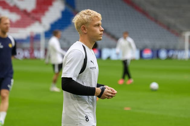 Sondre Auklend, FK Bodo Glimt, No. 08 at practice, GER, final training session and press conference, FK Bodo Glimt, soccer, UEFA Champions League, Matchday 1, group stage, 2026–2027 season, September 9, 2026, GER, final training session and press conference, FK Bodo Glimt, soccer, UEFA Champions League, Matchday 1, group stage, 2026–2027 season, September 9, 2026, Munich Copyright: xEibner-Pressefoto JennixMaulx EP_JML