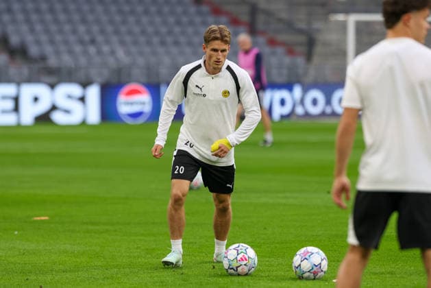 Fredrik Sjoevold, FK Bodo Glimt, age 20, during training, GER, final training session and press conference, FK Bodo Glimt, soccer, UEFA Champions League, Matchday 1, group stage, 2026–2027 season, September 9, 2026, GER, final training session and press conference, FK Bodo Glimt, soccer, UEFA Champions League, Matchday 1, group stage, 2026–2027 season, September 9, 2026, Munich Copyright: xEibner-Pressefoto JennixMaulx EP_JML