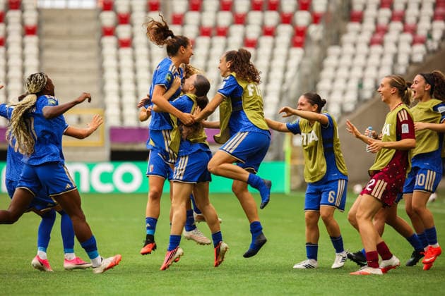 FIFA U-20 Women s World Cup Poland 2026 - Italy vs New Zealand in Lodz, Poland Players of Italy celebrate a goal during the FIFA U-20 Women s World Cup Poland 2026 match between Italy and New Zealand at Stadion Miejski LKS Lodz. Copyright: xx