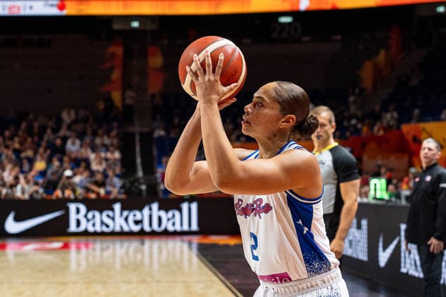 Brianna Jones of Puerto Rico, No. 2, taking a shot, GER, Puerto Rico vs. China, Basketball, 2026 FIBA Women s World Cup, Quarterfinal Qualifier, September 9, 2026, GER, Puerto Rico vs. China, Basketball, 2026 FIBA Women’s World Cup, Qualification for the Quarterfinals, September 9, 2026, Berlin Copyright: xEibner-Pressefoto MaxxVincenx EP_MVN