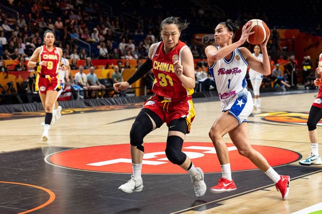 Tayra Melendez (Puerto Rico), No. 1, dribbling; Saiqi Jia (China), No. 31; GER; Puerto Rico vs. China; Basketball; 2026 FIBA Women’s World Cup; Quarterfinal Qualifier; September 9, 2026, GER, Puerto Rico vs. China, Basketball, FIBA Women’s World Cup 2026, Qualification for the quarterfinals, September 9, 2026, Berlin Copyright: xEibner-Pressefoto MaxxVincenx EP_MVN