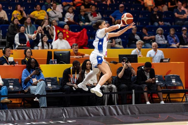 Zaida Gonzalez (Puerto Rico), No. 6, saves the ball from going out of bounds, GER, Puerto Rico vs. China, Basketball, 2026 FIBA Women’s World Cup, Quarterfinal Qualifier, September 9, 2026, GER, Puerto Rico vs. China, Basketball, 2026 FIBA Women’s World Cup, Qualification for the Quarterfinals, September 9, 2026, Berlin Copyright: xEibner-Pressefoto MaxxVincenx EP_MVN