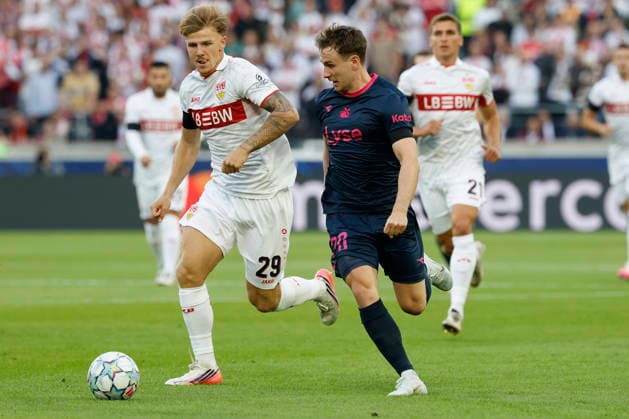 From left to right: Finn Jeltsch of VfB Stuttgart and Peter Christiansen of Viking, in action during the UEFA Champions League match between VfB Stuttgart and Viking FK at the MHP Arena, Stuttgart, Germany, on September 9, 2026, in action during the UEFA Champions League match between VfB Stuttgart and Viking FK at the MHP Arena, Stuttgart, Germany, on September 9, 2026 Copyright: HMBxMedia xHeikoxBecker