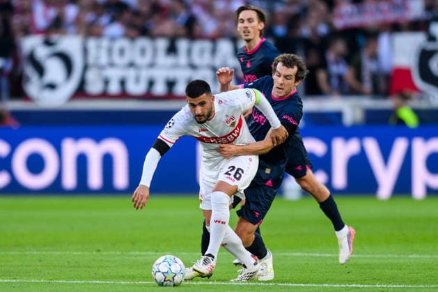September 9, 2026: Deniz Undav of Stuttgart and Joe Bell of Viking during the UEFA Champions League soccer match between VfB Stuttgart and Viking on September 9, 2026 in Stuttgart. Photo by Marius Simensen, BILDBYRAN COP 238 MM0072 bbeng football soccer UEFA Champions League Viking VfB Stuttgart  Copyright: MARIUSxSIMENSEN BB260909BB555