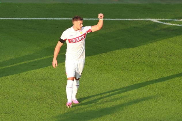 09 09 26 VfB Stuttgart vs. Viking Stavanger, Germany, Stuttgart, September 9, 2026, Soccer, UEFA Champions League, 2026–2027 season, VfB Stuttgart vs. Viking Stavanger, Ermedin Demirovic 1–0, goal scorer, VfB celebrates