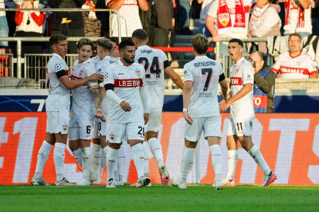 VfB Stuttgart celebrates Ermedin Demirovic s 1-0 goal; VfB Stuttgart, 09, Germany, soccer, UEFA Champions League, Matchday 1, 2026–2027, VfB Stuttgart vs. Viking Stavanger, September 9, 2026, Stuttgart Arena, Stuttgart, Germany Copyright: xGrantxHubbsx