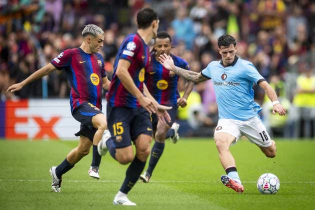 BARCELONA - Javi Lopez of Feyenoord during the UEFA Champions League match between FC Barcelona, Barca and Feyenoord at Camp Nou on September 9, 2026 in Barcelona, Spain. KOEN VAN WEEL ANP UEFA Champions League 2026 27 xVIxANPxSportx xxANPxIVx 567770438 originalFilename: 567770438.jpg