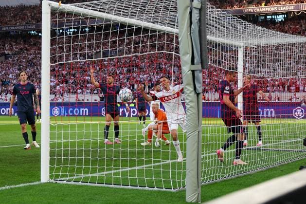 Goal 1 by Ermedin Demirovic (9, VfB Stuttgart), not pictured, with Bilal El Khannouss (11, VfB Stuttgart), VfB Stuttgart vs. Viking Stavanger, Soccer, Men, UEFA Champions League, 2026–2027 season, Matchday 1, September 9, 2026, Stuttgart, Baden-Württemberg, Germany Copyright: xkolbert-press MartinxAgüerax