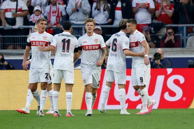 Celebrations after the goal that made it 2–1; cheering, celebrated, cheers, cheering; emotions surrounding the goal scorer, scorer Ermedin Demirovic of VfB Stuttgart, in action during the UEFA Champions League match between VfB Stuttgart and Viking FK at the MHP Arena, Stuttgart, Germany, on September 9, 2026, Stuttgart, Germany, on September 9, 2026 Copyright: HMBxMedia xHeikoxBecker