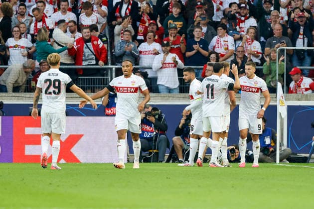 VfB Stuttgart celebrates Ermedin Demirovic s goal to make it 2–1, VfB Stuttgart, September 9, Germany, Soccer, UEFA Champions League, Matchday 1, 2026–2027, VfB Stuttgart vs. Viking Stavanger, September 9, 2026, Stuttgart Arena, Stuttgart, Germany Copyright: xGrantxHubbsx