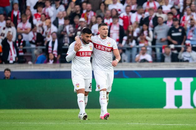 September 9, 2026, Germany, Soccer, Men s, UEFA Champions League, Group Stage, Matchday 1, 2026–2027 Season, VfB Stuttgart vs. Viking Stavanger: Deniz Undav (VfB Stuttgart, 26) and Ermedin Demirovic (VfB Stuttgart, 09) celebrate the goal that made it 3–1, Stuttgart MHP Arena, Baden-Württemberg, Germany Copyright: xNordphoto Memmlerx