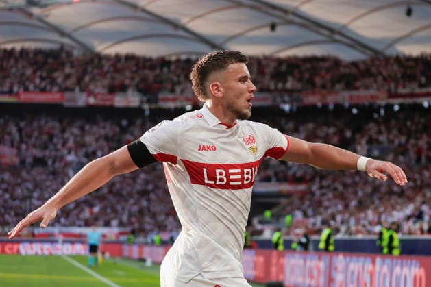 Pictured: Celebrations after the 1-0 goal by VfB Stuttgart s Ermedin Demirovic, September 9, 2026, VfB Stuttgart vs. Viking FK, UEFA Champions League, Matchday 1, Germany, Stuttgart, MHP Arena, DFL REGULATIONS PROHIBIT ANY USE OF PHOTOGRAPHS AS IMAGE SEQUENCES AND OR QUASI-VIDEO Copyright: HMBxMedia xJulienxBecker