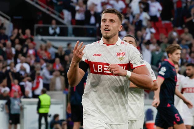 Pictured: Celebrations after the goal that made it 3–1, with goal scorer Ermedin Demirovic of VfB Stuttgart, September 9, 2026, VfB Stuttgart vs. Viking FK, UEFA Champions League, Matchday 1, Germany, Stuttgart, MHP Arena, DFL regulations prohibit any use of photographs as image sequences and or quasi-video Copyright: HMBxMedia xJulienxBecker