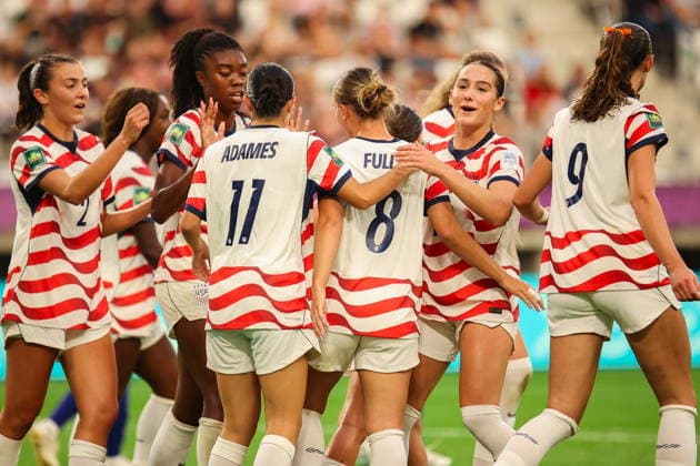 Lodz 09.09.2026. Women s U20 World Cup match between Japan and USA in Lodz, Poland --- Mecz Mistrzostw Swiata U20 Kobiet pomiedzy Japonia a USA w Lodzi, Polska Persons Shown : Aven ALVAREZ, Lizzie BOAMAH, Kennedy FULLER, Alex BUCK, goal, celebration, radosc, bramka Fot. Mikolaj Barbanell Arena Akcji NEWSPIX.PL --- newspix.pl 