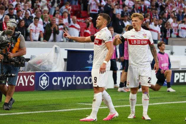 Ermedin Demirovic (9, VfB Stuttgart) celebrates the 2-1 lead with Finn Jeltsch (29, VfB Stuttgart), VfB Stuttgart vs. Viking Stavanger, Soccer, Men, UEFA Champions League, 2026–2027 Season, Matchday 1, September 9, 2026, Stuttgart, Baden-Württemberg, Germany Copyright: xkolbert-press MartinxAgüerax
