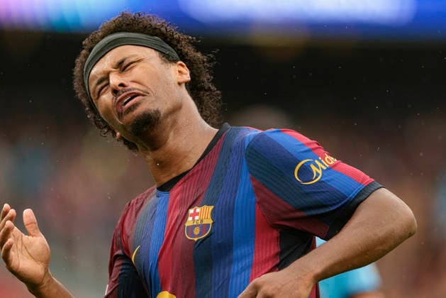 Karim Adeyemi seen celebrating after scoring goal during UEFA Champions League 2026 2027 league phase game between teams of FC Barcelona, Barca and Feyenoord Rotterdam (Maciej Rogowski Ball Raw Images) Barcelona Camp Nou Spain Copyright: xMaciejxRogowskix maciejrogowski_fcbarcelona_feyenoord_2627-9