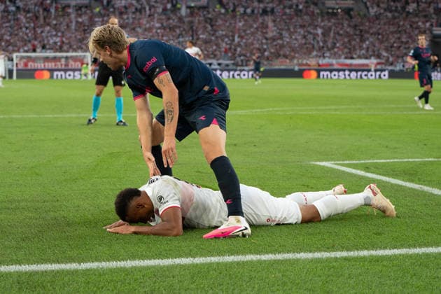Jamie Leweling, VfB Stuttgart, 18 on the ground, GER, VfB Stuttgart vs. Viking FK Stavanger, Soccer, UEFA Champions League, Matchday 1, 2026–2027 season, September 9, 2026, GER, VfB Stuttgart vs. Viking FK Stavanger, Soccer, UEFA Champions League, Matchday 1, 2026–2027 season, September 9, 2026, Stuttgart Copyright: xEibner-Pressefoto EdwardxCheungx EP_ECG