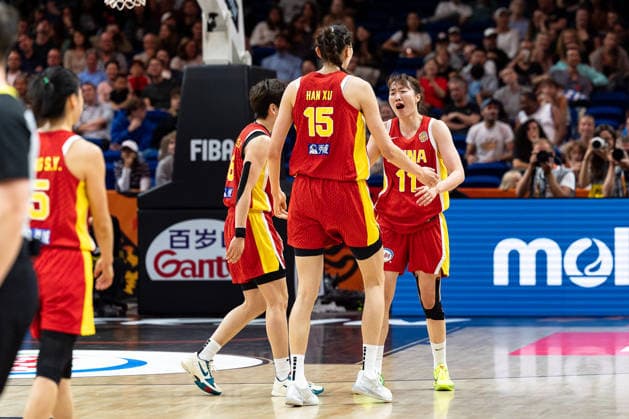 Shuyu Yang (China), 6, Xu Han (China), 15, and Xinyu Luo (China), 11, celebrate after the final buzzer, GER, Puerto Rico vs. China, Basketball, 2026 FIBA Women’s World Cup, Quarterfinal Qualifier, September 9, 2026, GER, Puerto Rico vs. China, Basketball, 2026 FIBA Women’s World Cup, Qualification for the quarterfinals, September 9, 2026, Berlin Copyright: xEibner-Pressefoto MaxxVincenx EP_MVN