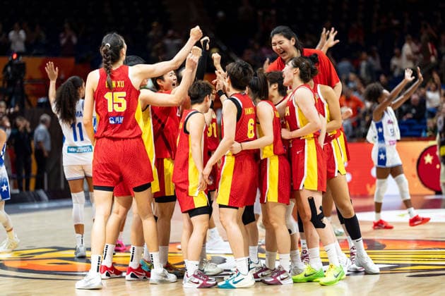 Chinese team celebrates after winning the game, Xu Han (China, 15), Ziyu Zhang (China, 19), GER, Puerto Rico vs. China, basketball, 2026 FIBA Women s World Cup, quarterfinal qualifier, September 9, 2026, GER, Puerto Rico vs. China, Basketball, 2026 FIBA Women’s World Cup, Qualification for the quarterfinals, September 9, 2026, Berlin Copyright: xEibner-Pressefoto MaxxVincenx EP_MVN
