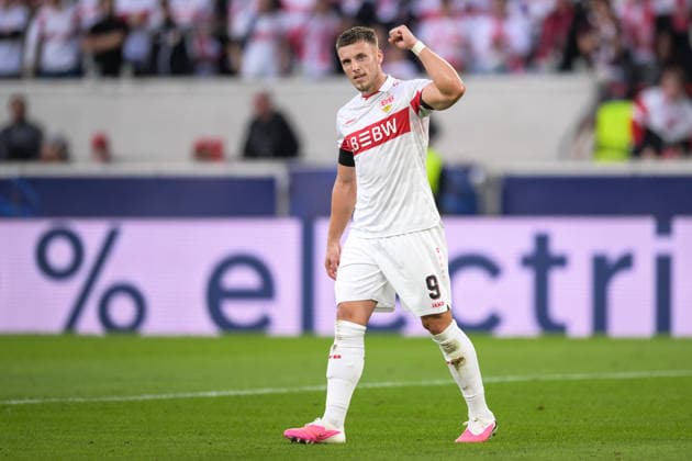 Soccer, UEFA Champions League, 20260909, VfB Stuttgart vs. Viking FK Stavanger. Pictured: Goal 3-1, Ermedin DEMIROVIC, Stuttgart, 9, Stuttgart MHP Arena, Baden-Württemberg, Germany Copyright: Passion2Press MarkusxFischerx