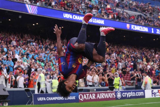 September 9, 2026, Barcelona, Barcelona, Spain: Karim Adeyemi of FC Barcelona, Barca celebrates after scoring his team s second goal during the UEFA Champions League 2026 27 League Phase MD1, football match played between FC Barcelona and Feyenoord at Spotify Camp Nou Stadium on September 09, 2026 in Barcelona, Spain. FC Barcelona V Feyenoord - UEFA Champions League 2026 27 League Phase MD1  - ZUMAa181 20260909_zaa_a181_095 Copyright: xJavierxBorregox