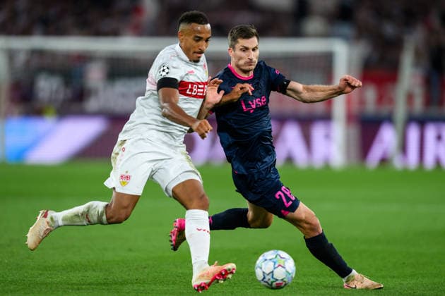 September 9, 2009: Jamie Leweling of Stuttgart and Kristoffer Haugen of Viking during the UEFA Champions League soccer match between VfB Stuttgart and Viking on September 9, 2026 in Stuttgart. Photo by Marius Simensen, BILDBYRAN COP 238 MM0072 bbeng football soccer UEFA Champions League Viking VfB Stuttgart  Copyright: MARIUSxSIMENSEN BB260909BB697