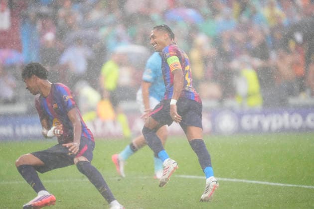 FC Barcelona, Barca v Feyenoord - UEFA Champions League 2026 27 League Phase MD1 Raphinha right winger of Barcelona and Brazil celebrates after scoring his sides first goal during the UEFA Champions League 2026 27 League Phase MD1 match between FC Barcelona and Feyenoord at Camp Nou on September 9, 2026 in Barcelona, Spain. Barcelona Spain  Copyright: xJosexBretonx originalFilename:bretonhernandez-fcbarcel260909_npwYq.jpg