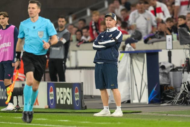 Soccer, UEFA Champions League, 20260909, VfB Stuttgart vs. Viking FK Stavanger. Pictured: Stavanger coach Lunde BJARTE at the Stuttgart MHP Arena in Baden-Württemberg, Germany Copyright: Passion2Press MarkusxFischerx