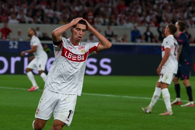 Disappointment and frustration for Bilal El Khannouss (No. 11, VfB Stuttgart) after a missed chance; VfB Stuttgart vs. Viking Stavanger; Soccer; Men; UEFA Champions League; 2026–2027 Season; Matchday 1, September 9, 2026, Stuttgart, Baden-Württemberg, Germany Copyright: xkolbert-press MartinxAgüerax