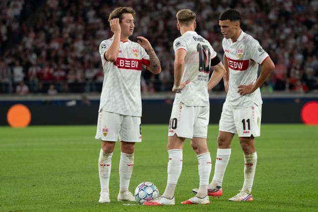 Angelo Stiller (VfB Stuttgart, 06), Chris Führich (VfB Stuttgart, 10), Bilal El Khannouss (VfB Stuttgart, 11), GER, VfB Stuttgart vs. Viking FK Stavanger, Fussball, UEFA Champions League, Spieltag 1, Spielzeit 2026 2027, 09.09.2026, GER, VfB Stuttgart vs. Viking FK Stavanger, Fussball, UEFA Champions League, Spieltag 1, Spielzeit 2026 2027, 09.09.2026, Stuttgart Copyright: xEibner-Pressefoto EdwardxCheungx EP_ECG