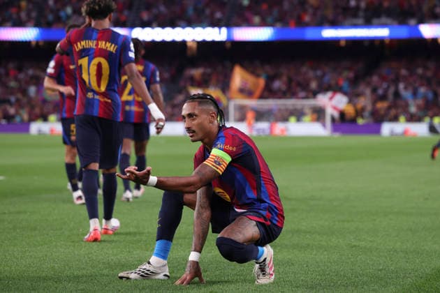 September 9, 2026, Barcelona, Barcelona, Spain: Raphinha Dias Belloli of FC Barcelona, Barca celebrates after scoring his team s third goal during the UEFA Champions League 2026 27 League Phase MD1, football match played between FC Barcelona and Feyenoord at Spotify Camp Nou Stadium on September 09, 2026 in Barcelona, Spain. Barcelona Spain - ZUMAa181 20260909_zaa_a181_147 Copyright: xJavierxBorregox