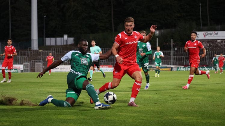 September 9, 2026, xrekx, Regional League Southwest Soccer, FC Homburg 1 vs. FC Kaiserslautern II v l Aaron Manu FC 08 Homburg Oleg Skakun 1 FC Kaiserslautern II Tackle, Action, battle for the ball Homburg