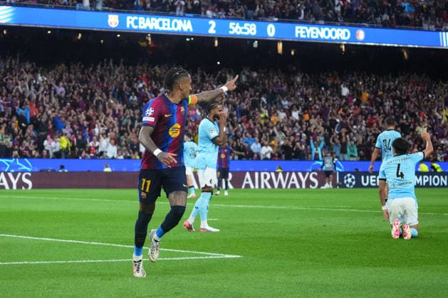 ESP: FC Barcelona, Barca - Feyenoord. UEFA Champions League. Matchday 1. Raphael Dias Belloli Raphinha of FC Barcelona celebrates the 4-0 during the UEFA Champions League match between FC Barcelona and Feyenoord played at Spotify Camp Nou Stadium on 9 Sept 2026 in Barcelona, Spain. kpng Copyright: xSergioxRuizx xPRESSINPHOTOx PS_2627_BAR_FEY_057