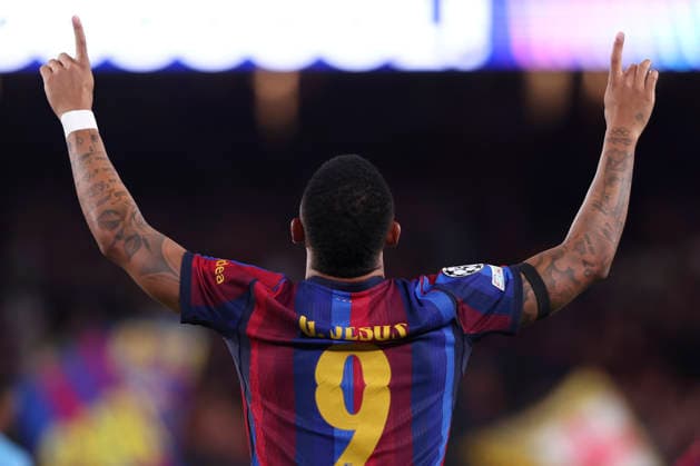 September 9, 2026, Barcelona, Barcelona, Spain: Gabriel Jesus of FC Barcelona, Barca celebrates after scoring his team s fifth goal during the UEFA Champions League 2026 27 League Phase MD1, football match played between FC Barcelona and Feyenoord at Spotify Camp Nou Stadium on September 09, 2026 in Barcelona, Spain. Barcelona Spain - ZUMAa181 20260909_zaa_a181_175 Copyright: xJavierxBorregox