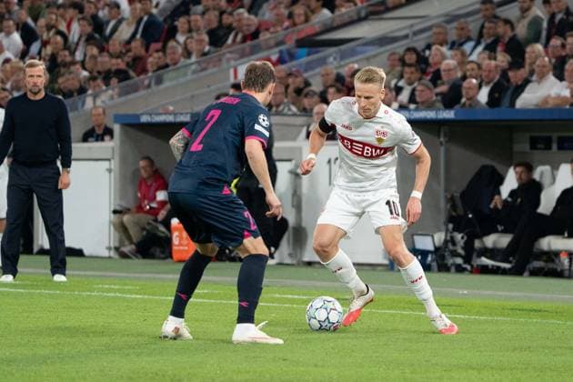 Tackle: Herman Haugen (Viking FK Stavanger), 02, Chris Führich (VfB Stuttgart), 10, GER, VfB Stuttgart vs. Viking FK Stavanger, Soccer, UEFA Champions League, Matchday 1, 2026–2027 Season, September 9, 2026, GER, VfB Stuttgart vs. Viking FK Stavanger, Soccer, UEFA Champions League, Matchday 1, 2026–2027 season, September 9, 2026, Stuttgart Copyright: xEibner-Pressefoto EdwardxCheungx EP_ECG