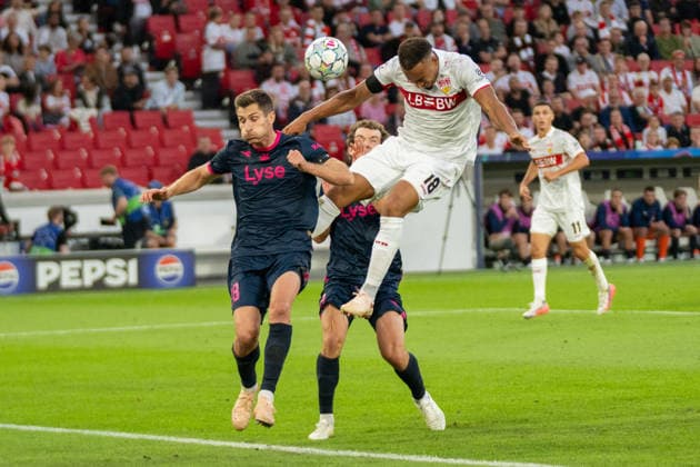 Scoring chance by Jamie Leweling, VfB Stuttgart, 18, VfB Stuttgart vs. Viking FK, Soccer, Champions League, Matchday 1, September 9, 2026; DFB regulations prohibit any use of photographs as image sequences and or quasi-video. Stuttgart, Baden-Württemberg, Germany Copyright: xkolbert-press PhilipxZieglerx